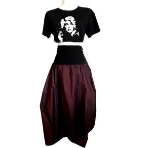 Vintage IGOR Monte Luxury Taffeta Bubble Skirt Black Cherry Iridescent NWT S